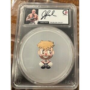Jake Paul 2024 Colorized Chibi 2oz Pure Silver Autograph Label - PCGS PR70DCAM